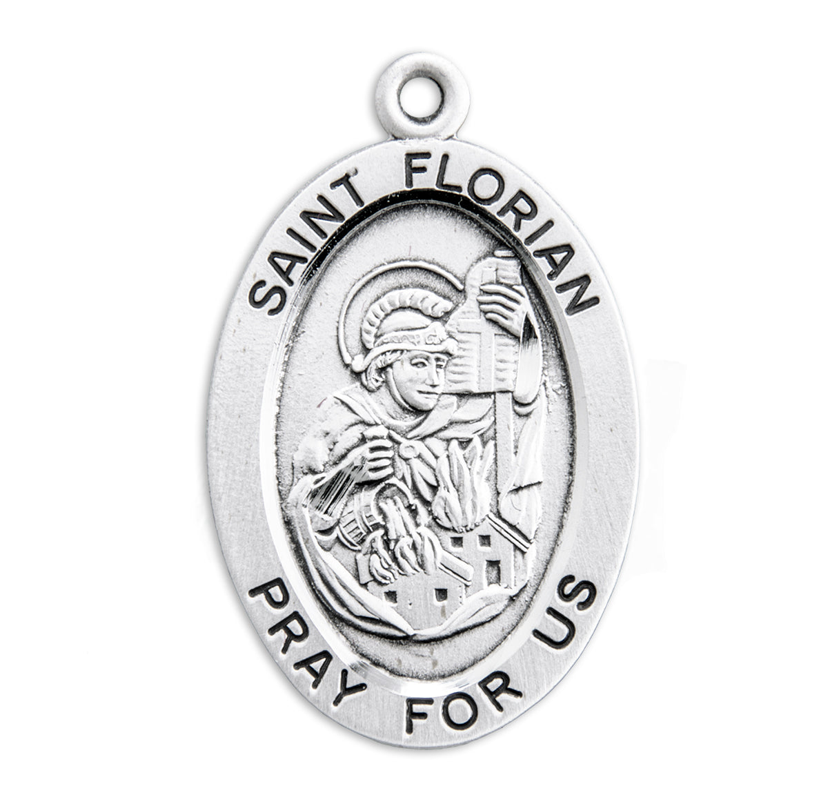 Patron Saint Florian Oval Sterling Silver Medal