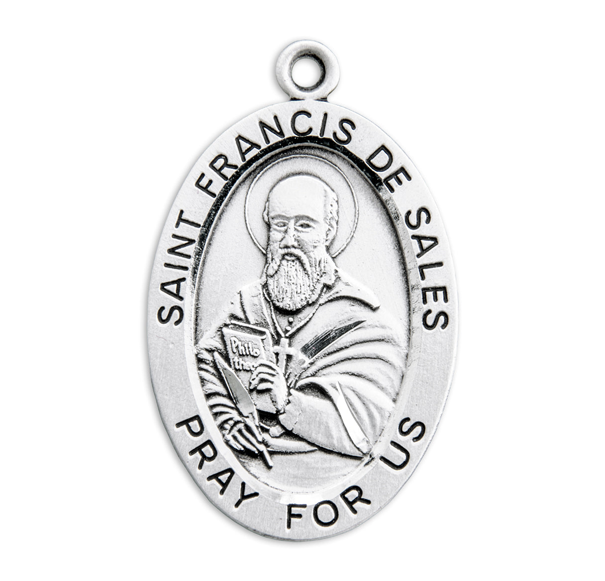 Patron Saint Francis De Sales Oval Sterling Silver Medal