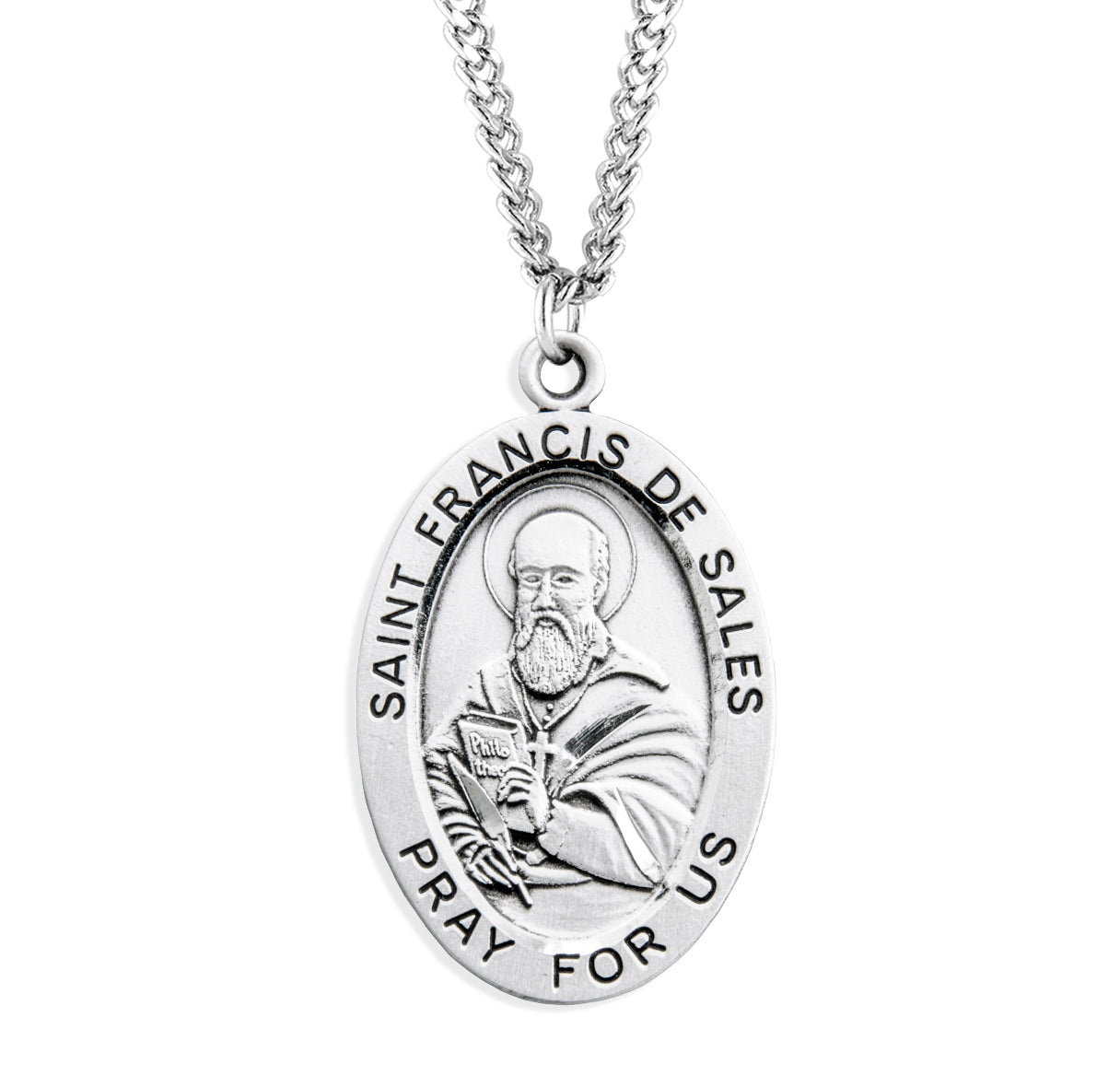 Patron Saint Francis De Sales Oval Sterling Silver Medal