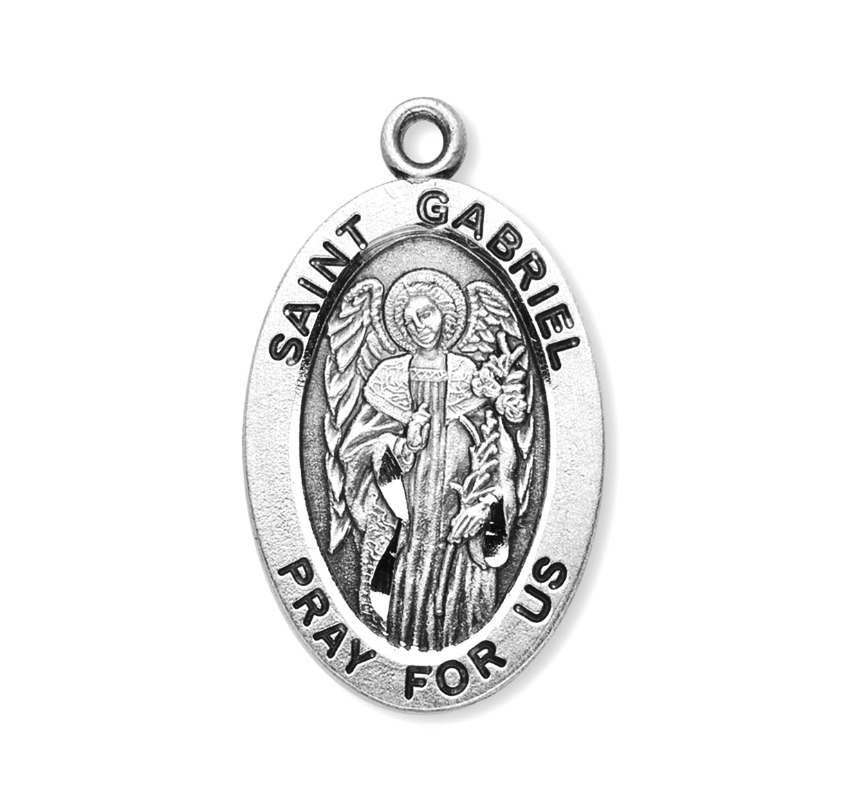 Patron Saint Gabriel Oval Sterling Silver Medal