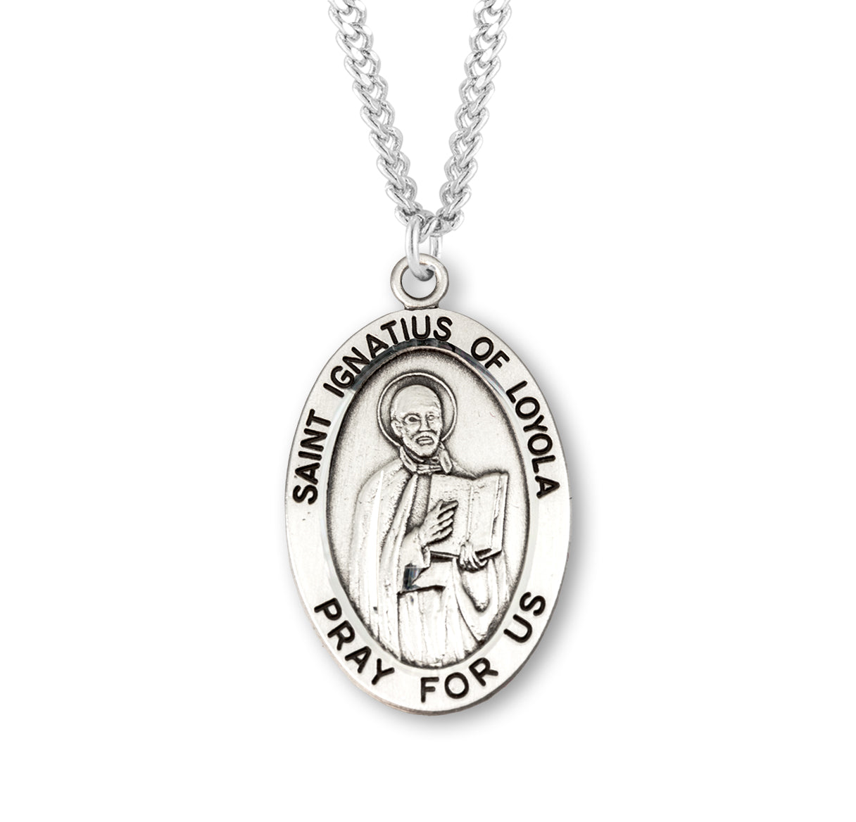 Patron Saint Ignatius of Loyola Oval Sterling Silver Medal