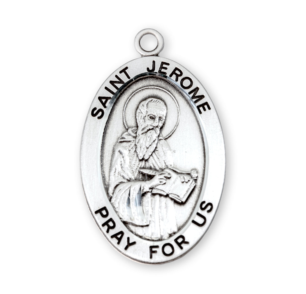 Patron Saint Jerome Oval Sterling Silver Medal