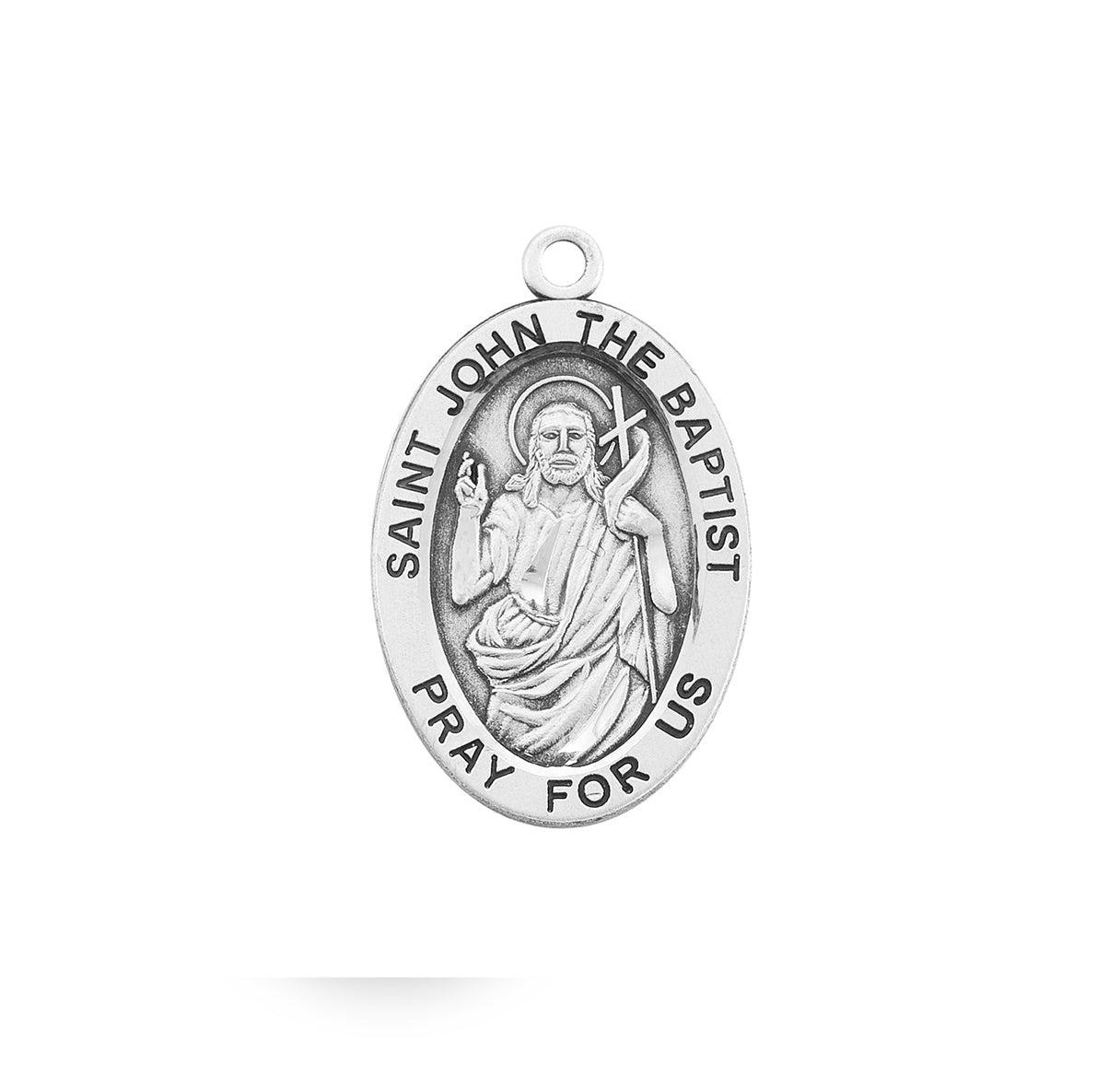 Patron Saint John the Baptist Oval Sterling Silver Medal