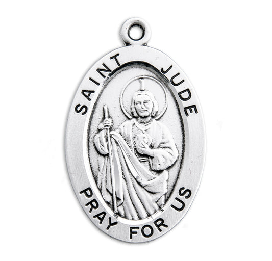 Patron Saint Jude Oval Sterling Silver Medal