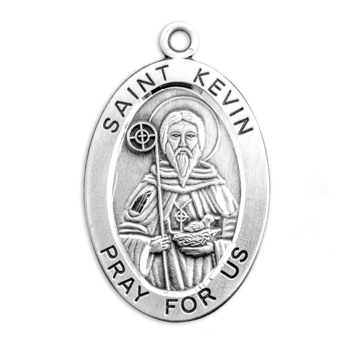 Patron Saint Kevin Oval Sterling Silver Medal