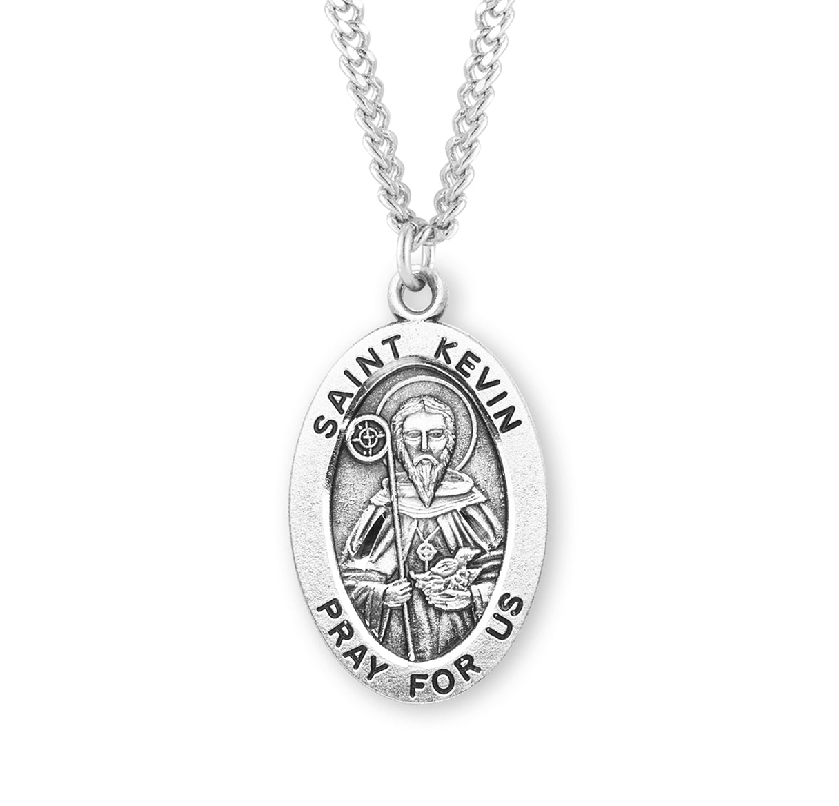 Patron Saint Kevin Oval Sterling Silver Medal