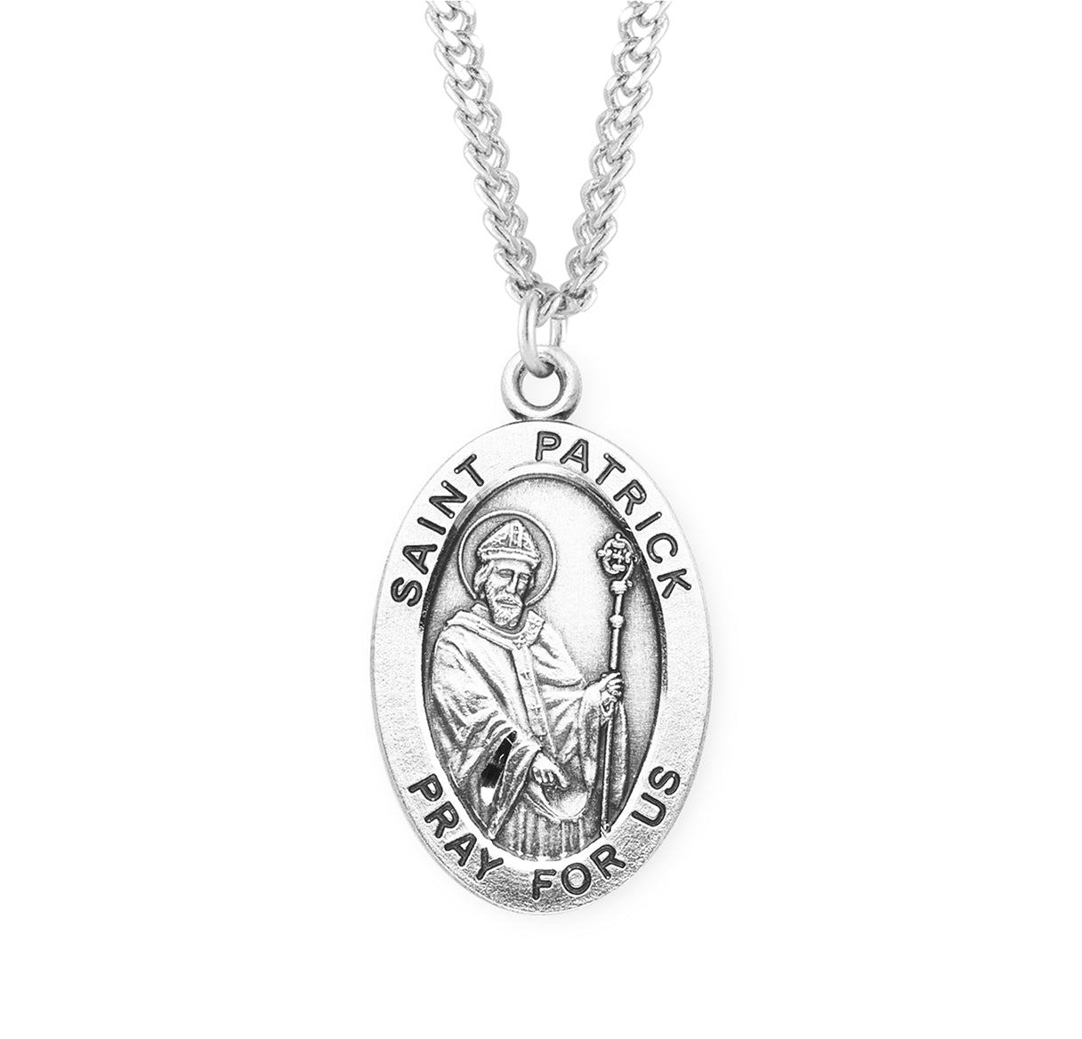 Patron Saint Patrick Oval Sterling Silver Medal