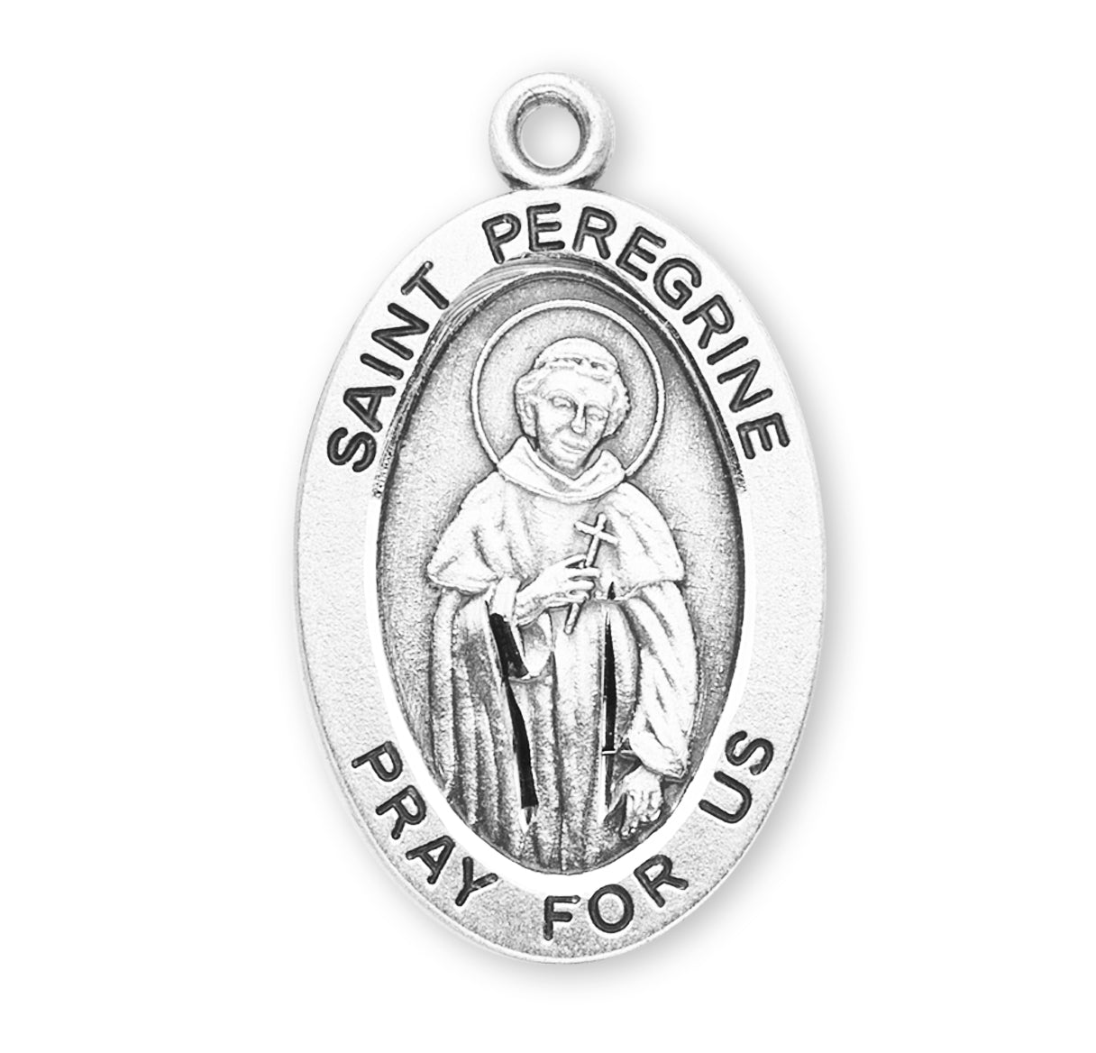 Patron Saint Peregrine Oval Sterling Silver Medal