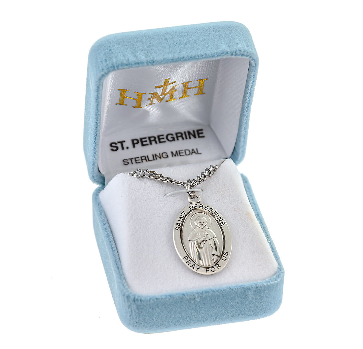 Patron Saint Peregrine Oval Sterling Silver Medal