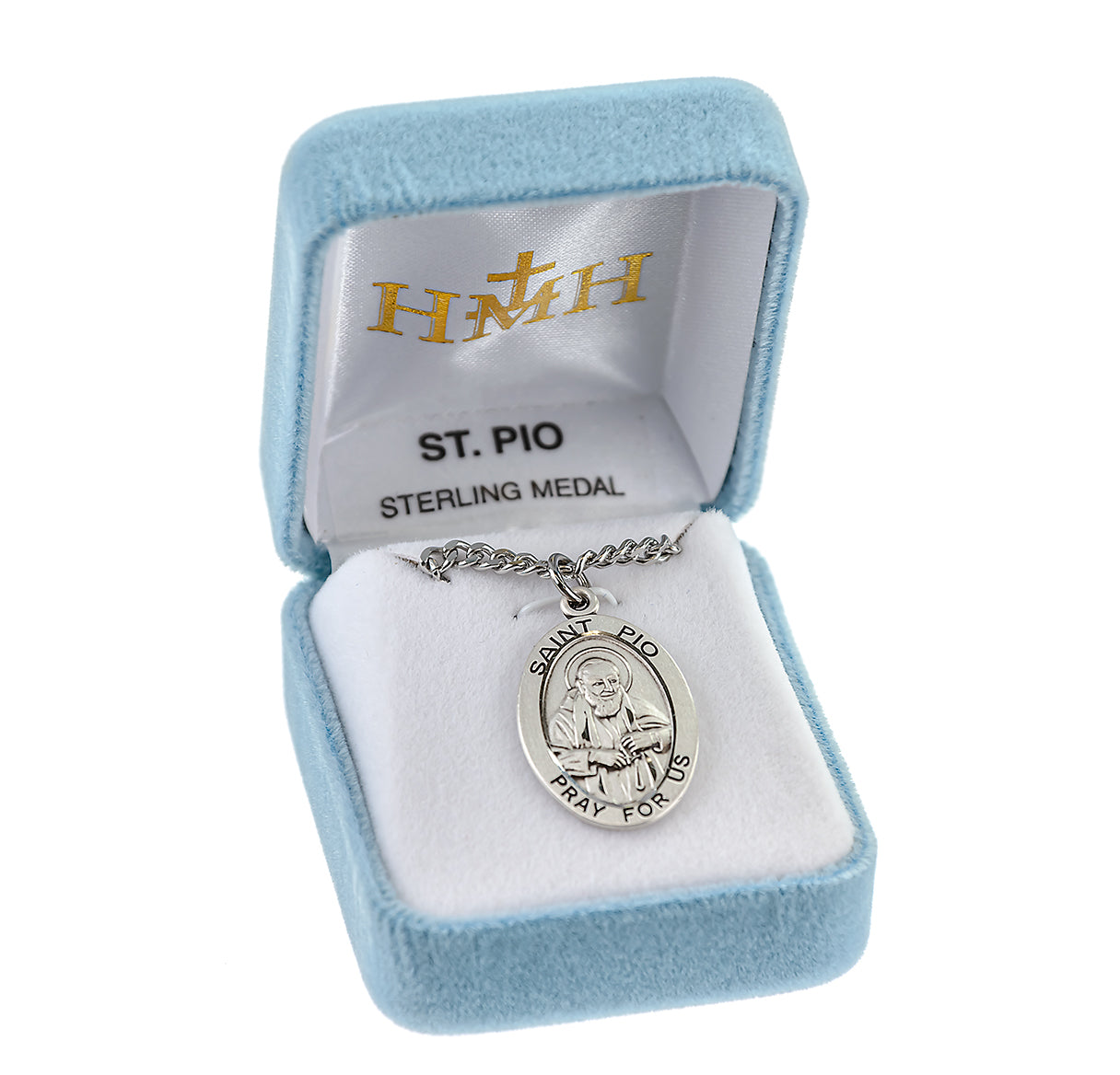 Patron Saint Padre Pio Oval Sterling Silver Medal