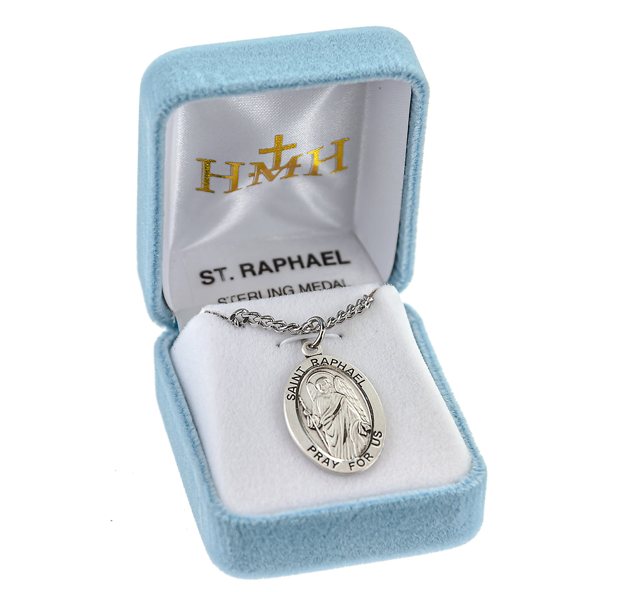 Patron Saint Raphael Archangel Oval Sterling Silver Medal