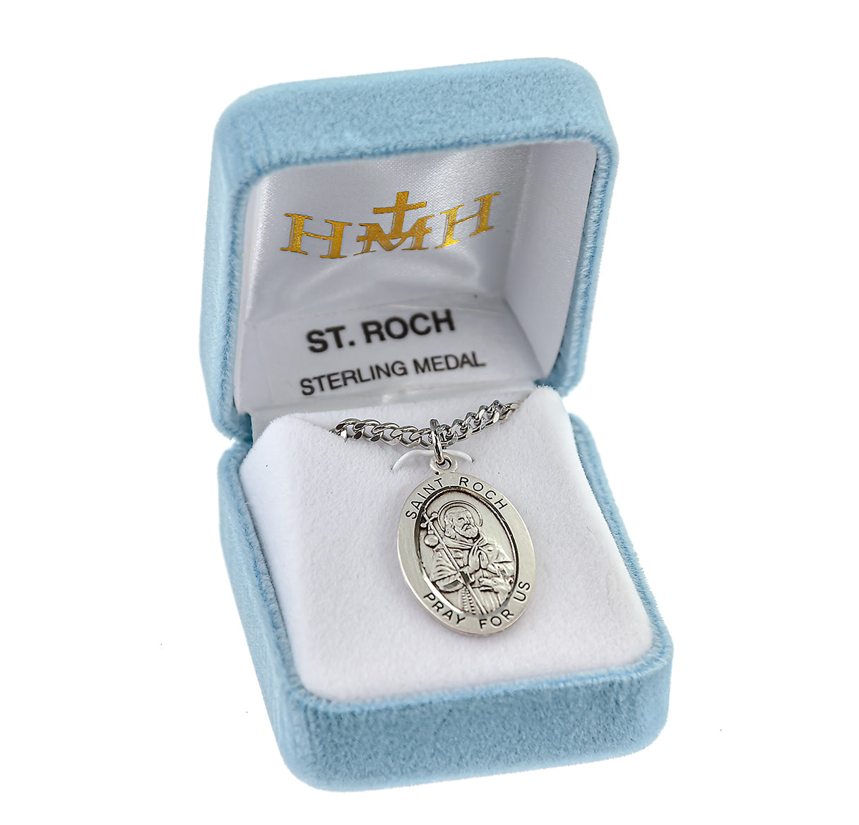 Patron Saint Roch Oval Sterling Silver Medal