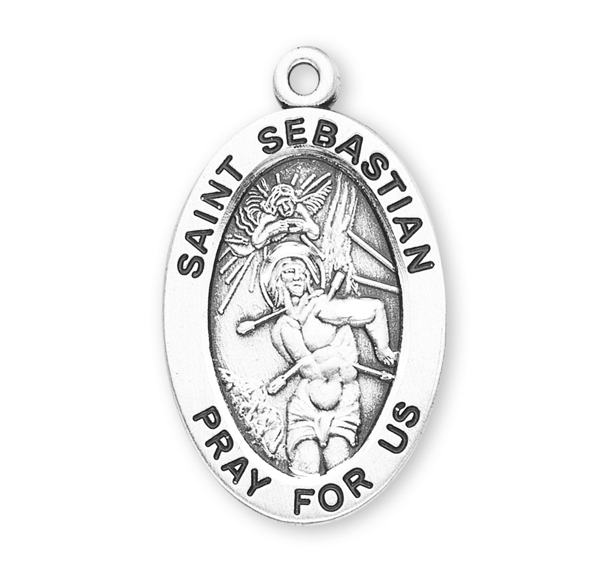 Patron Saint Sebastian Oval Sterling Silver Medal