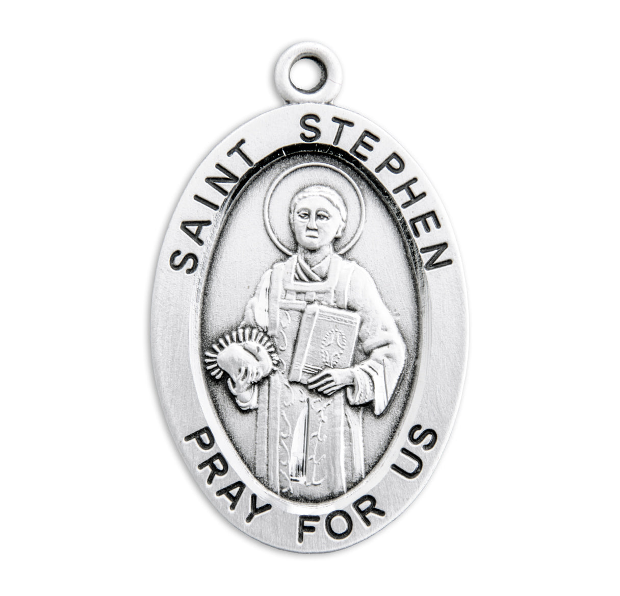 Patron Saint Stephen Oval Sterling Silver Medal