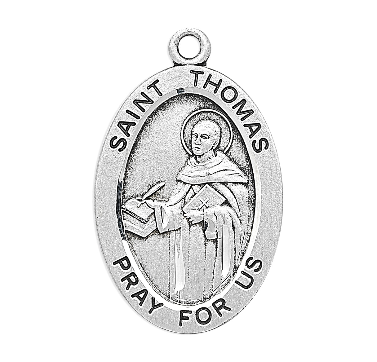 Patron Saint Thomas Aquinas Oval Sterling Silver Medal