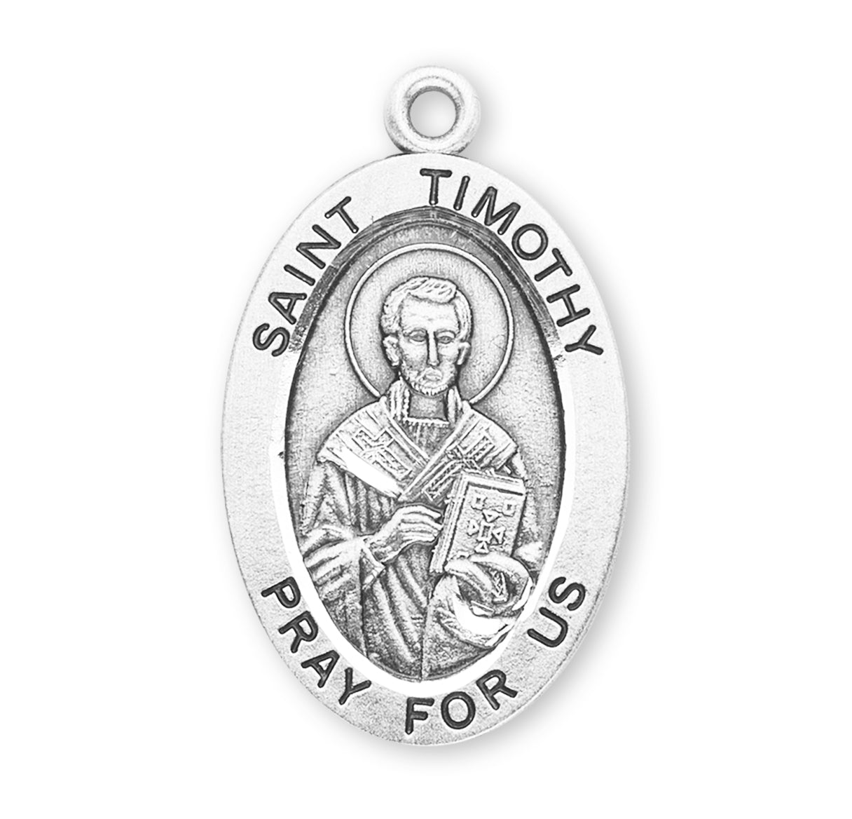 Patron Saint Timothy Oval Sterling Silver Medal