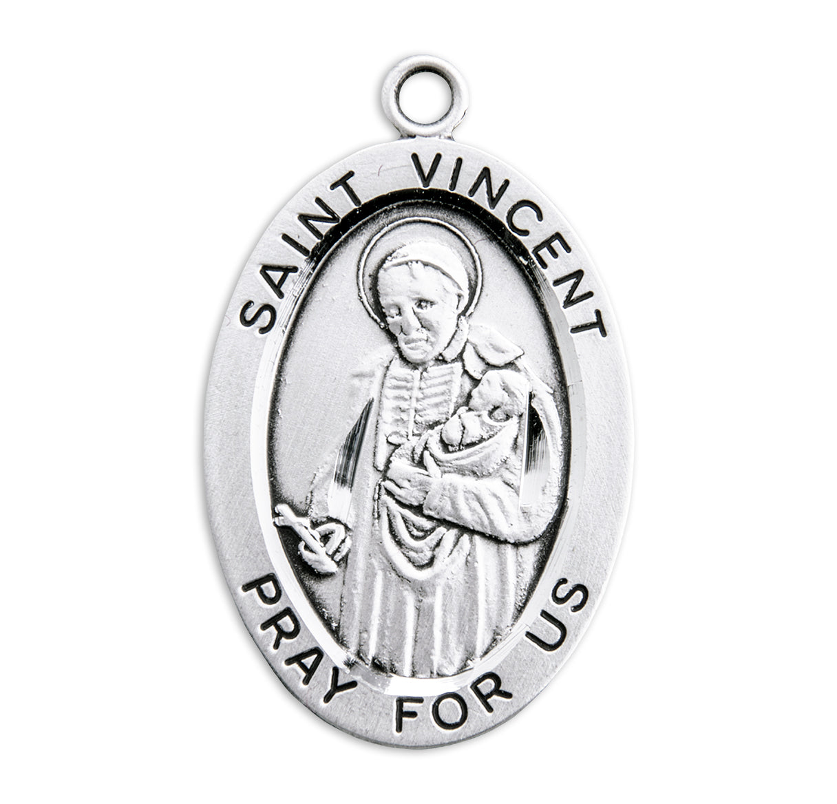 Patron Saint Vincent de Paul Oval Sterling Silver Medal