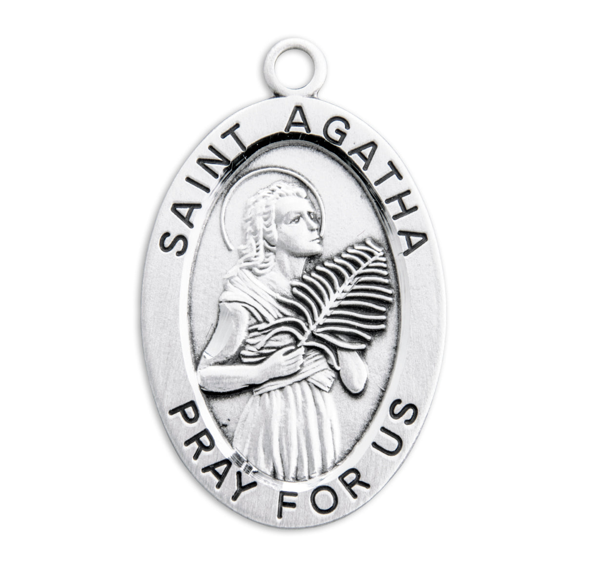 Patron Saint Agatha Oval Sterling Silver Medal