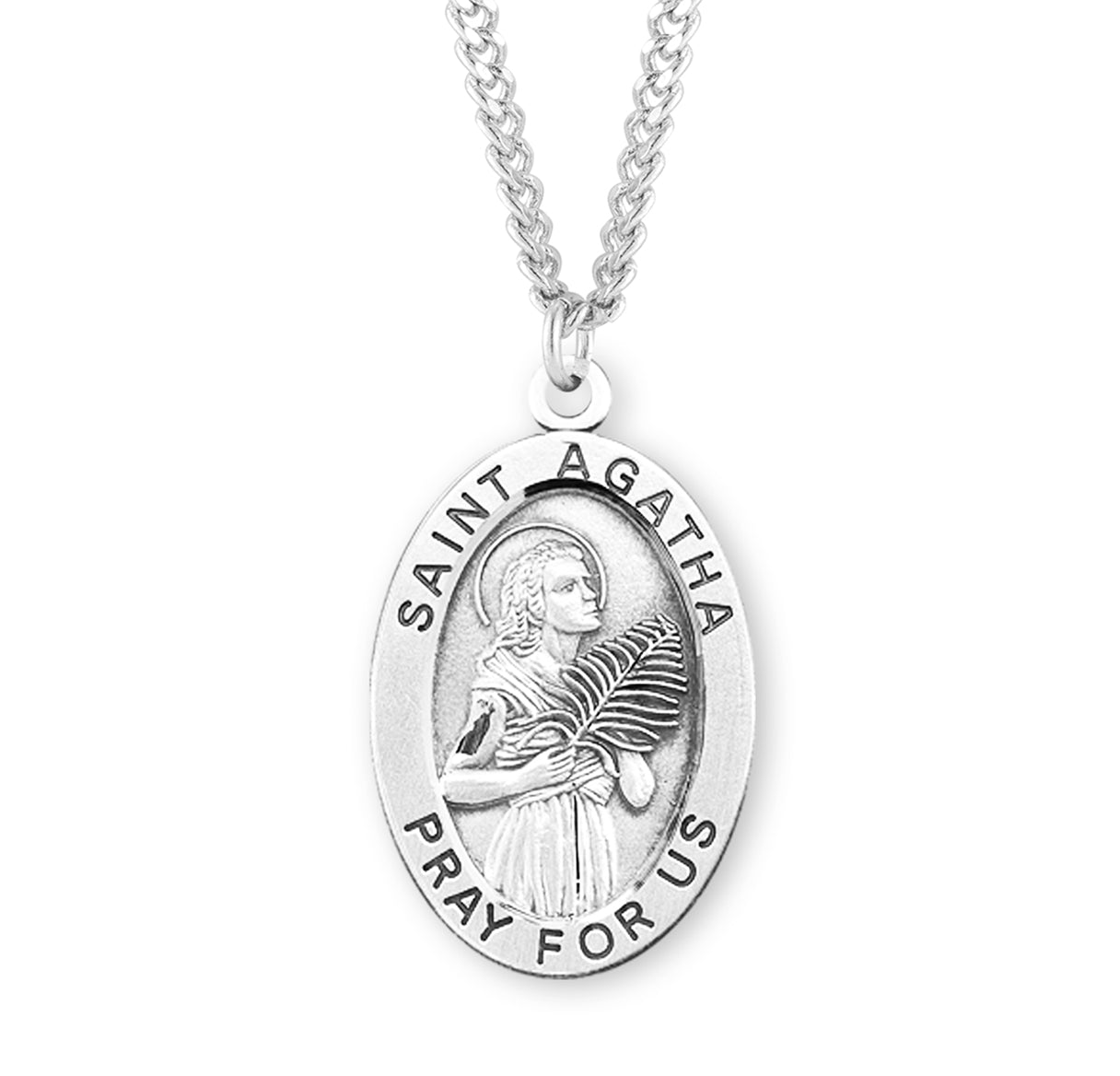 Patron Saint Agatha Oval Sterling Silver Medal