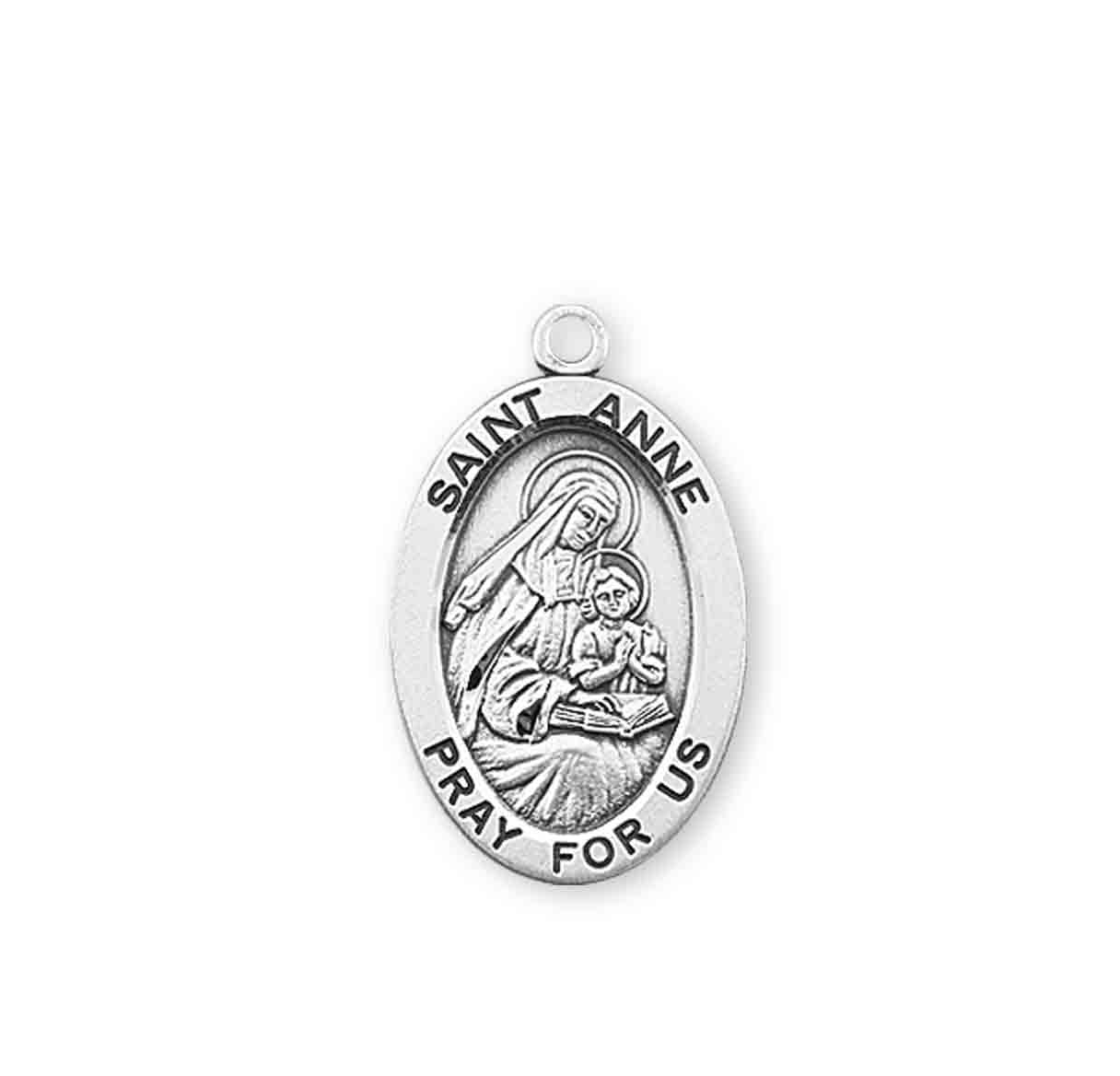 Patron Saint Anne Oval Sterling Silver Medal