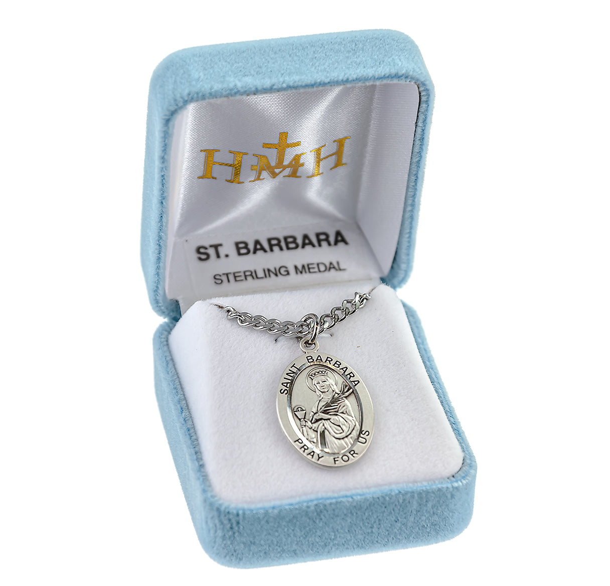 Patron Saint Barbara Oval Sterling Silver Medal