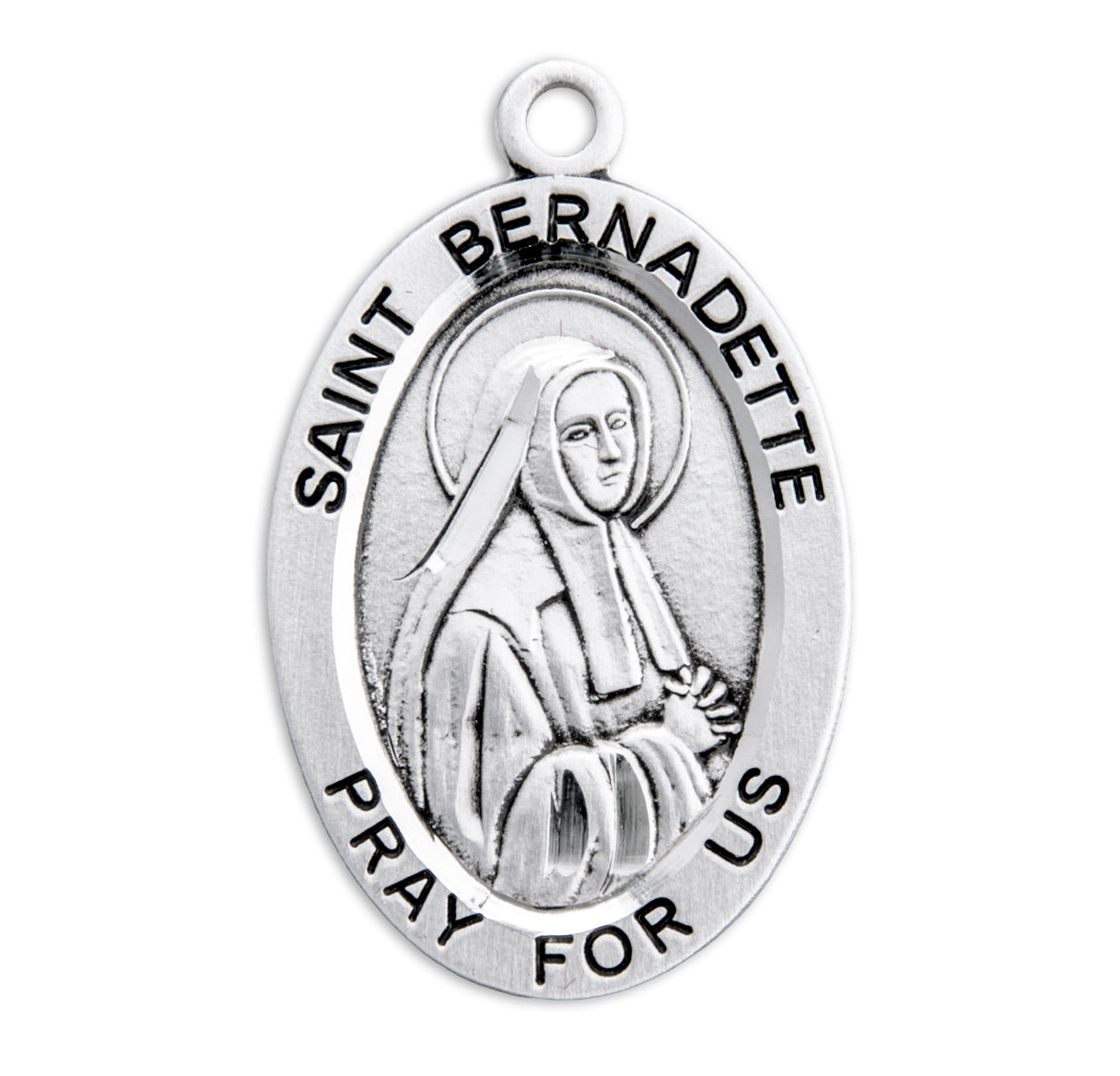 Patron Saint Bernadette Oval Sterling Silver Medal