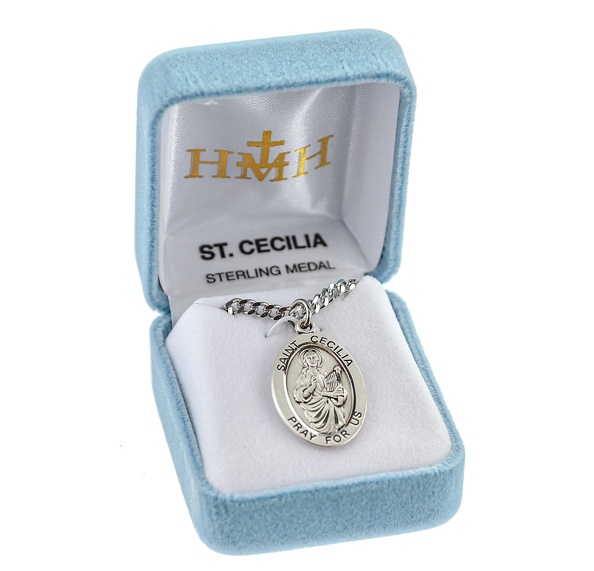 Patron Saint Cecilia Oval Sterling Silver Medal