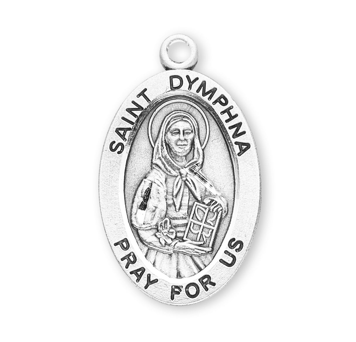 Patron Saint Dymphna Oval Sterling Silver Medal