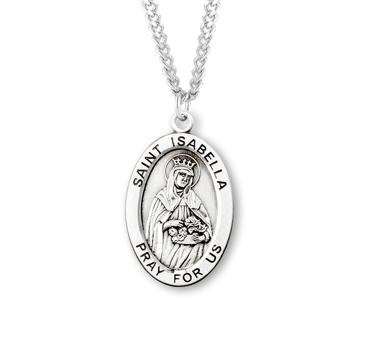 Patron Saint Isabella Oval Sterling Silver Medal