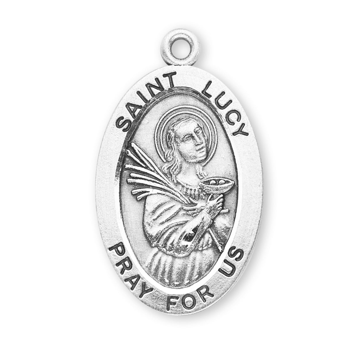 Patron Saint Lucy Oval Sterling Silver Medal