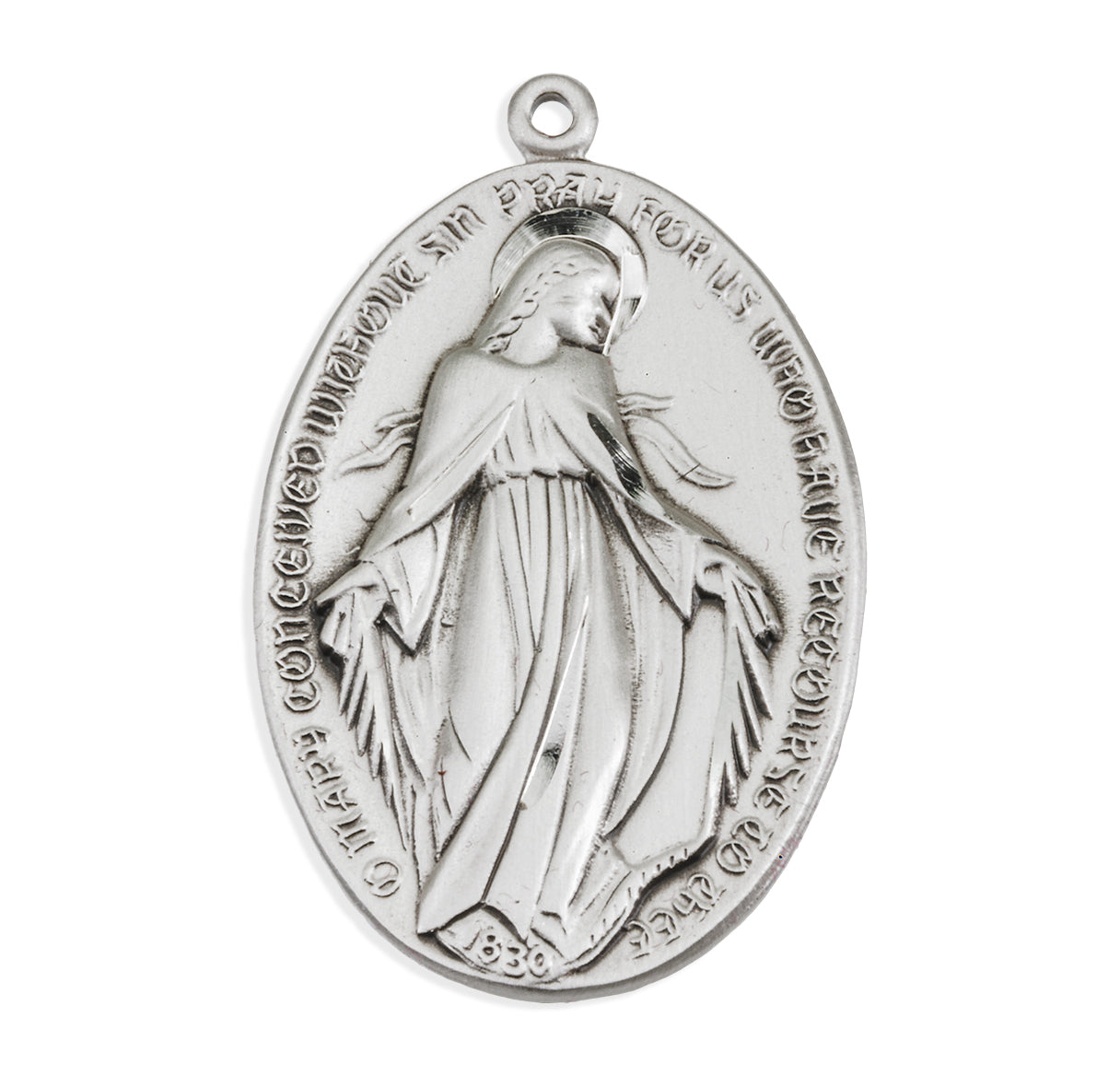 Sterling Silver Profile "Art Deco" Style Miraculous Medal