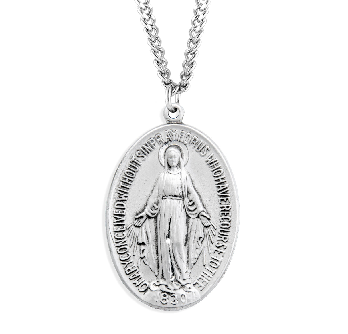 Sterling Silver Oval Miraculous Medal