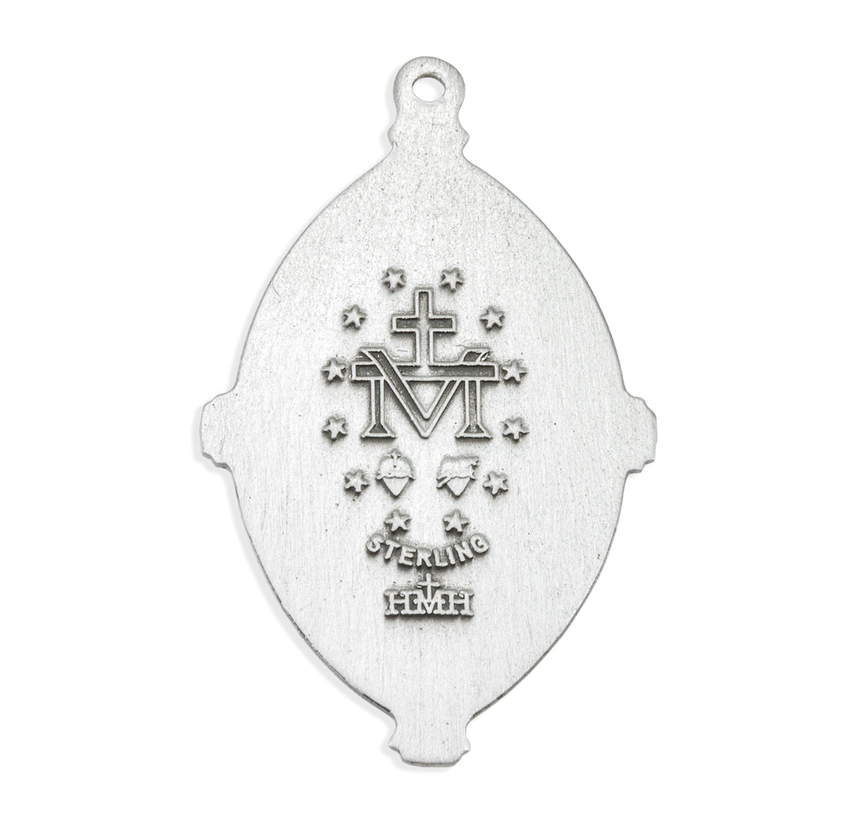 Sterling Silver Double Pointed Oval Miraculous Medal