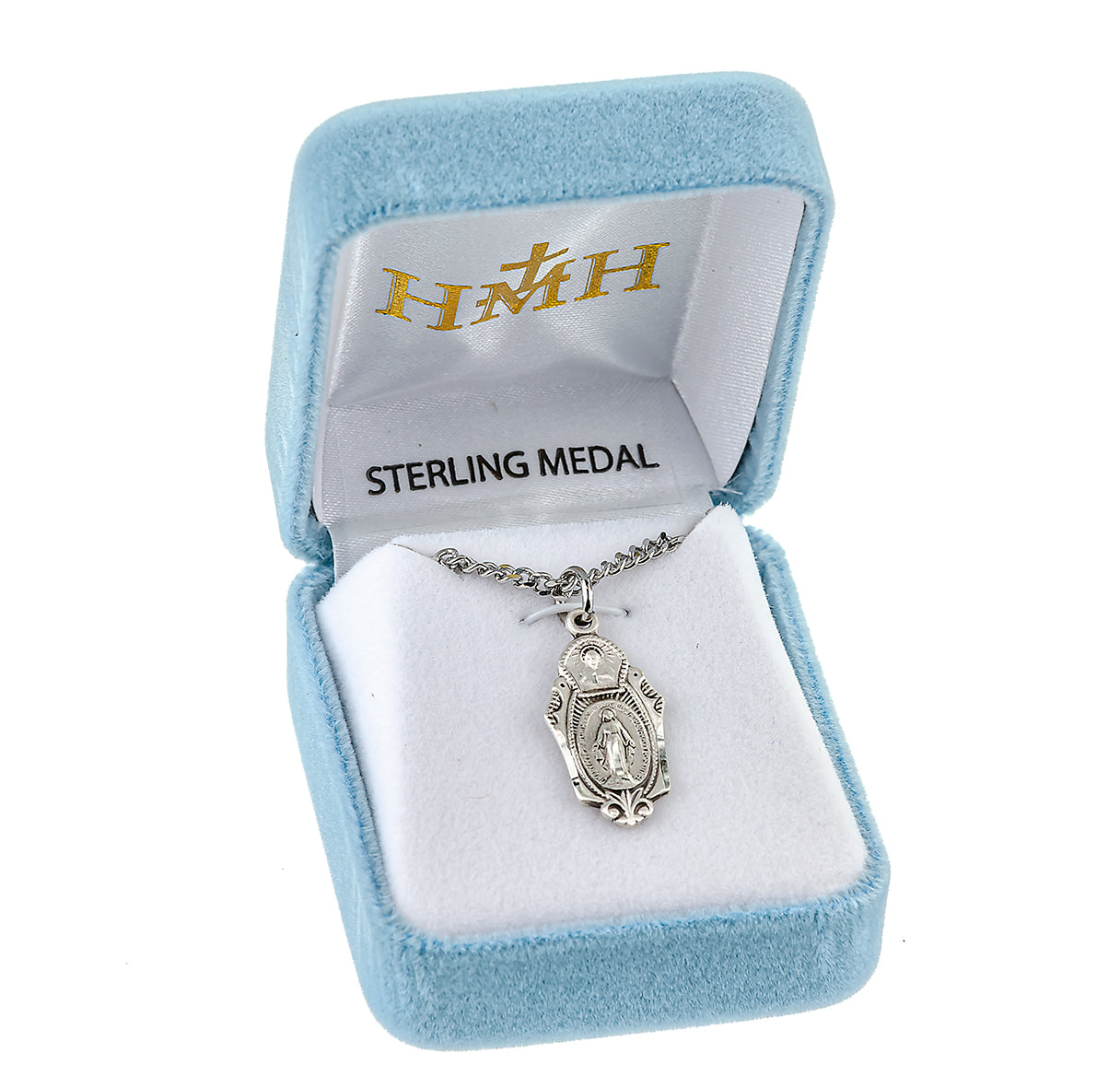 Sterling Silver Miraculous Medal Scapular Combination