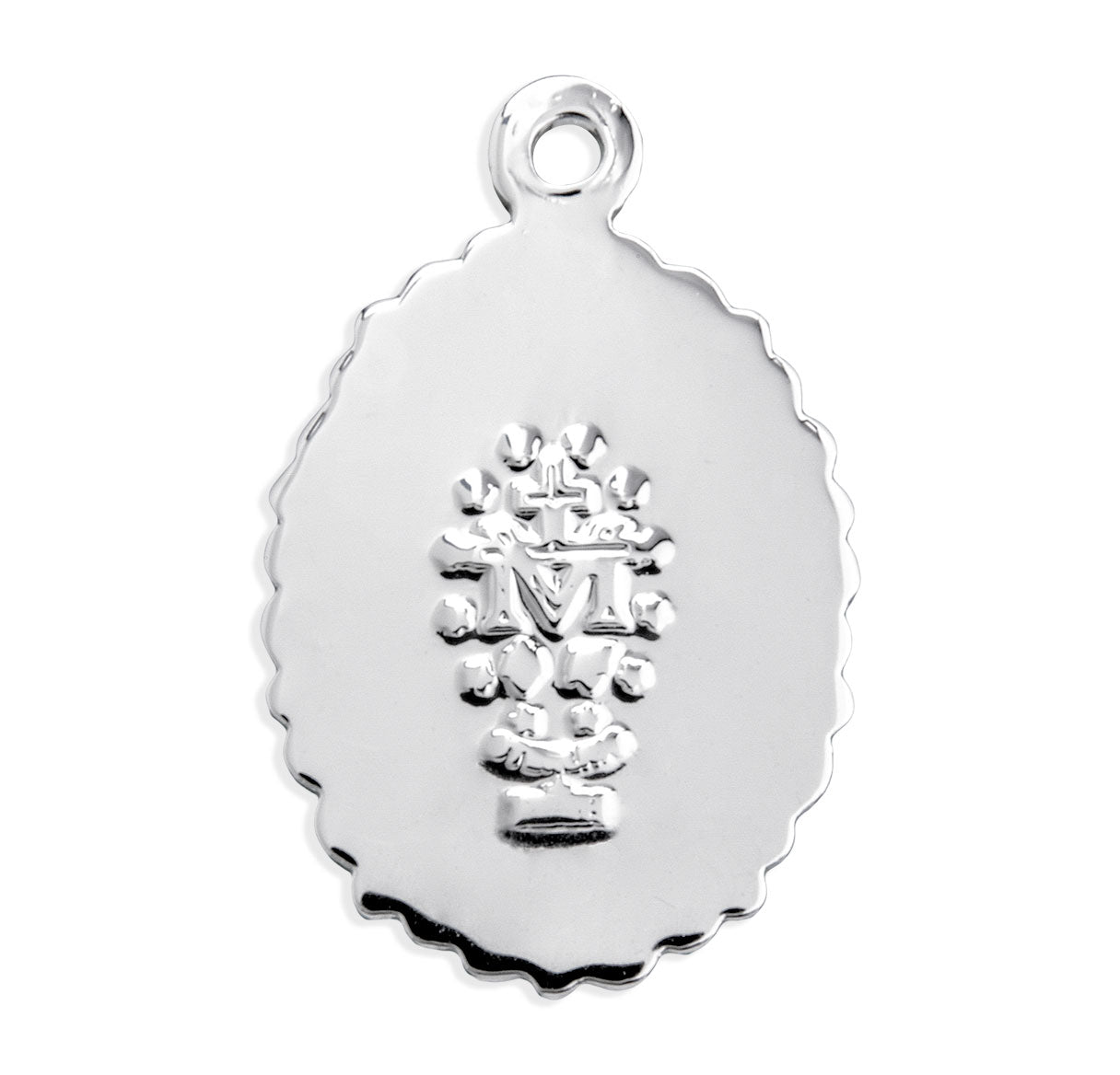 Sterling Silver Oval Blue Enameled Miraculous Medal