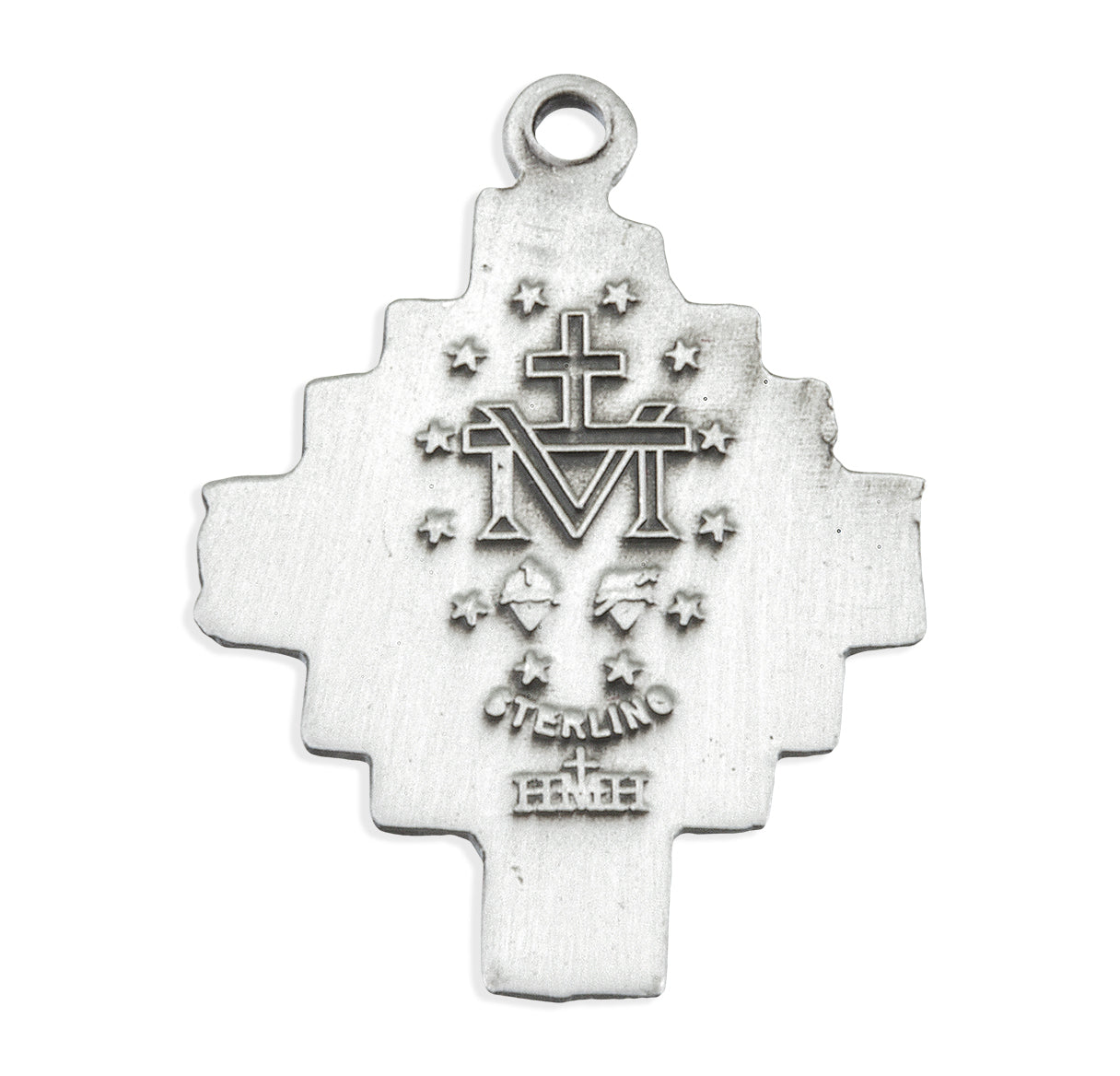 Sterling Silver Flowered Cross Miraculous Medal