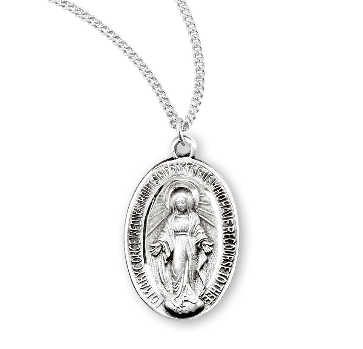 Sterling Silver Oval Miraculous Medal