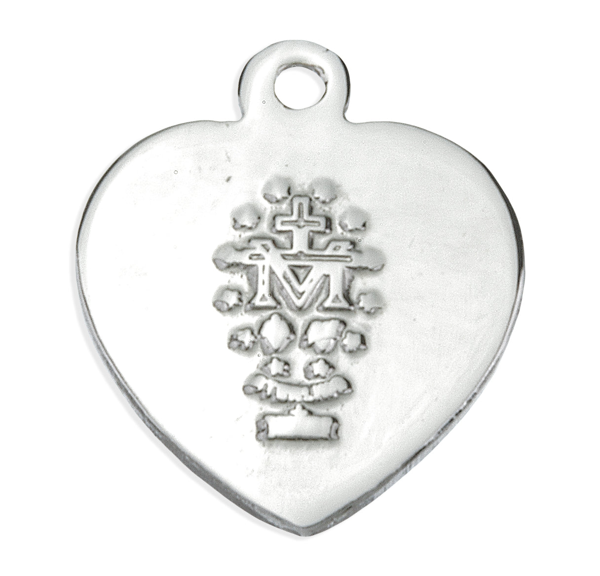 Sterling Silver Flower Enameled Heart Shape Miraculous Medal