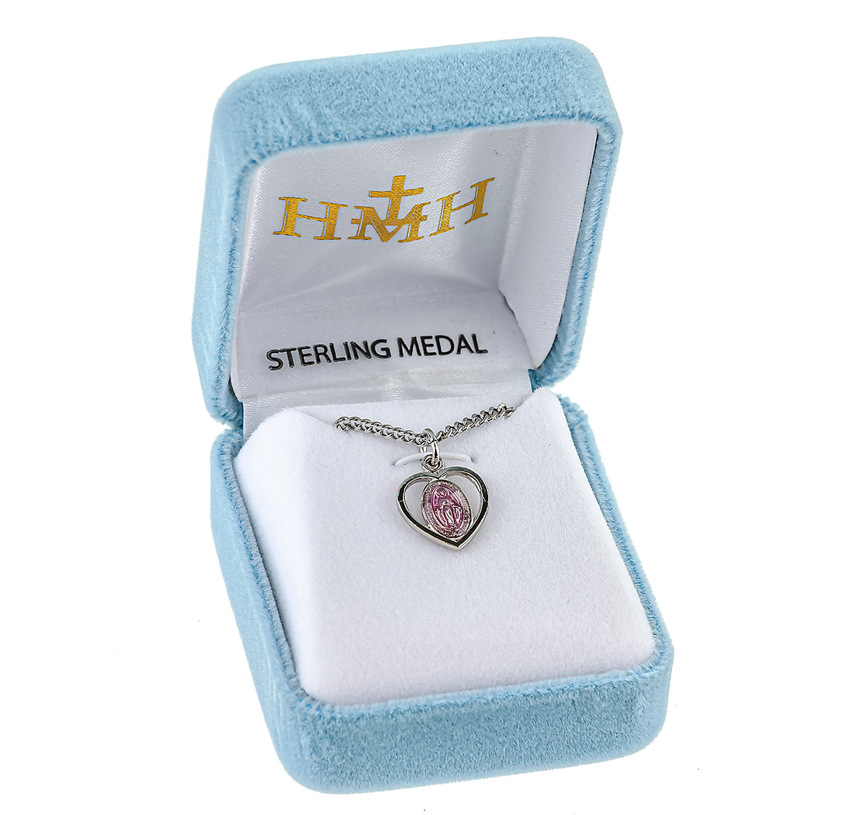 Sterling Silver Pink Enameled Miraculous Medal