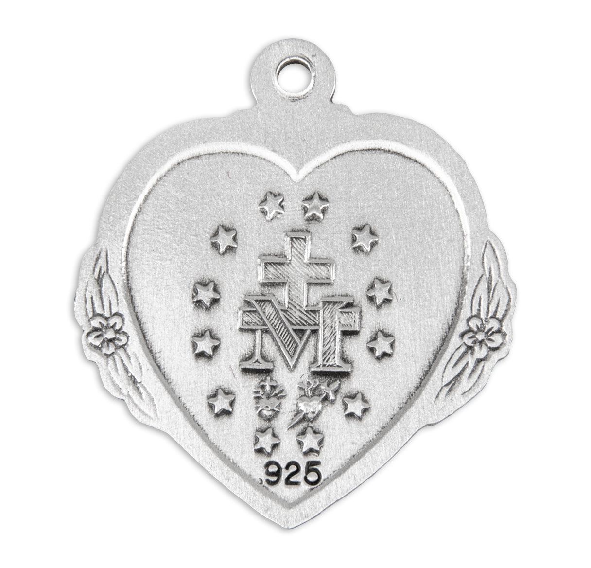 Sterling Silver Heart Shape Miraculous Medal