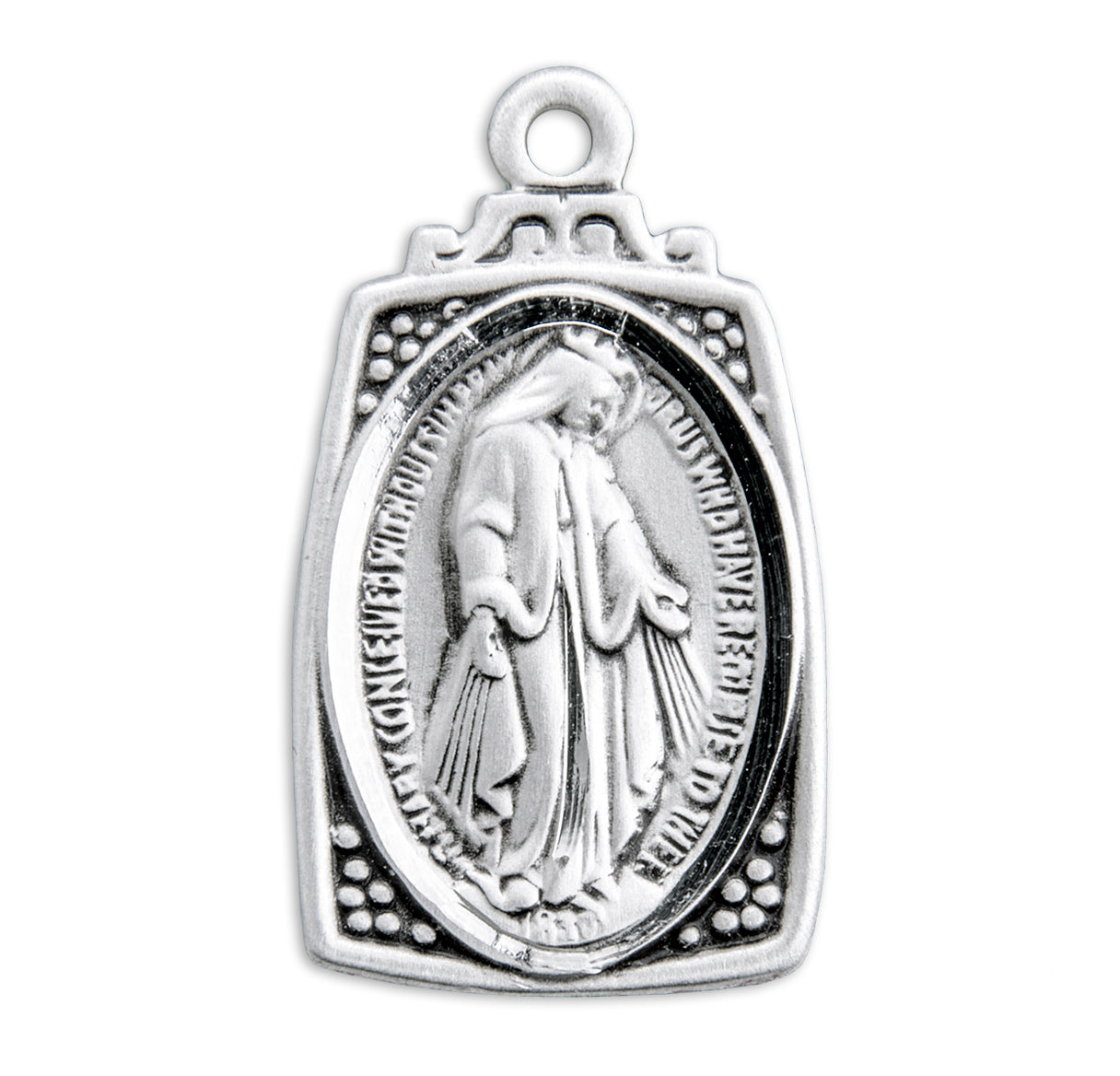 Sterling Silver Profile "Art Deco" Style Miraculous Medal