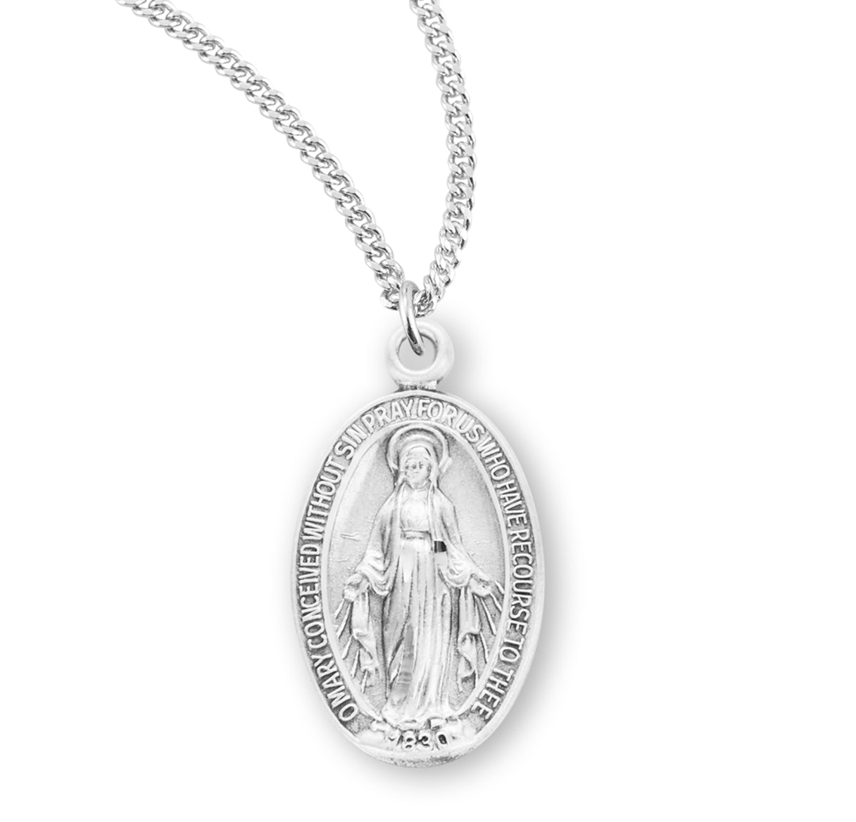 Sterling Silver Oval Miraculous Medal