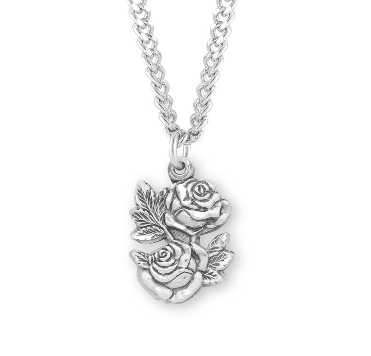 Sterling Silver Double Rose Bud Triple Slide Medal