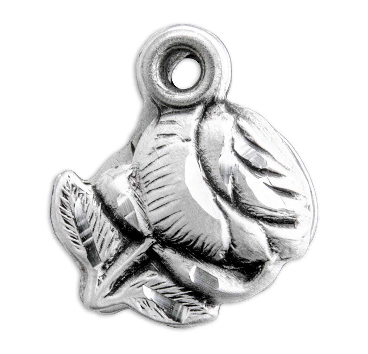 Sterling Silver Small Rose Bud Triple Slide Medal