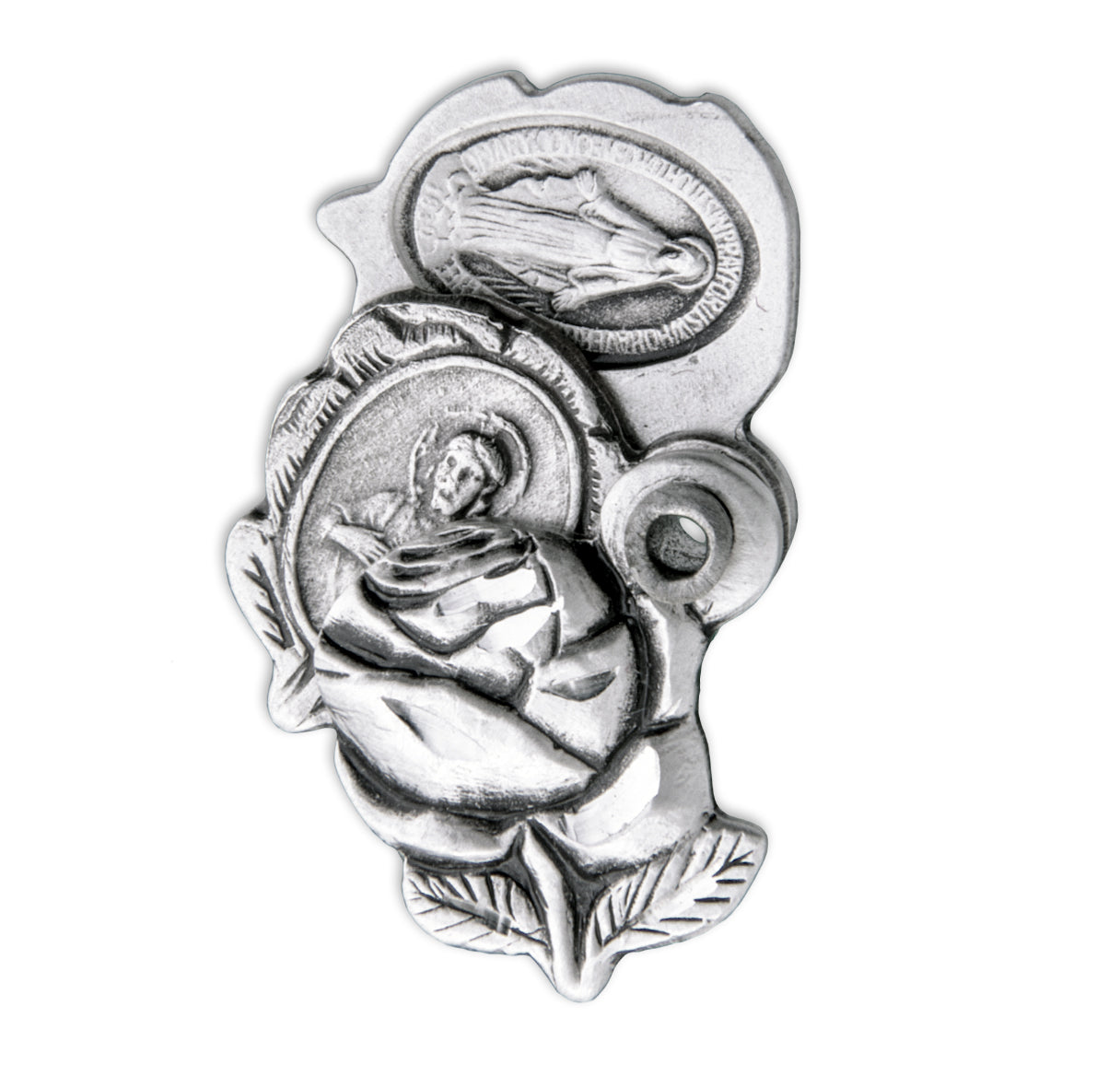 Sterling Silver Small Rose Bud Triple Slide Medal