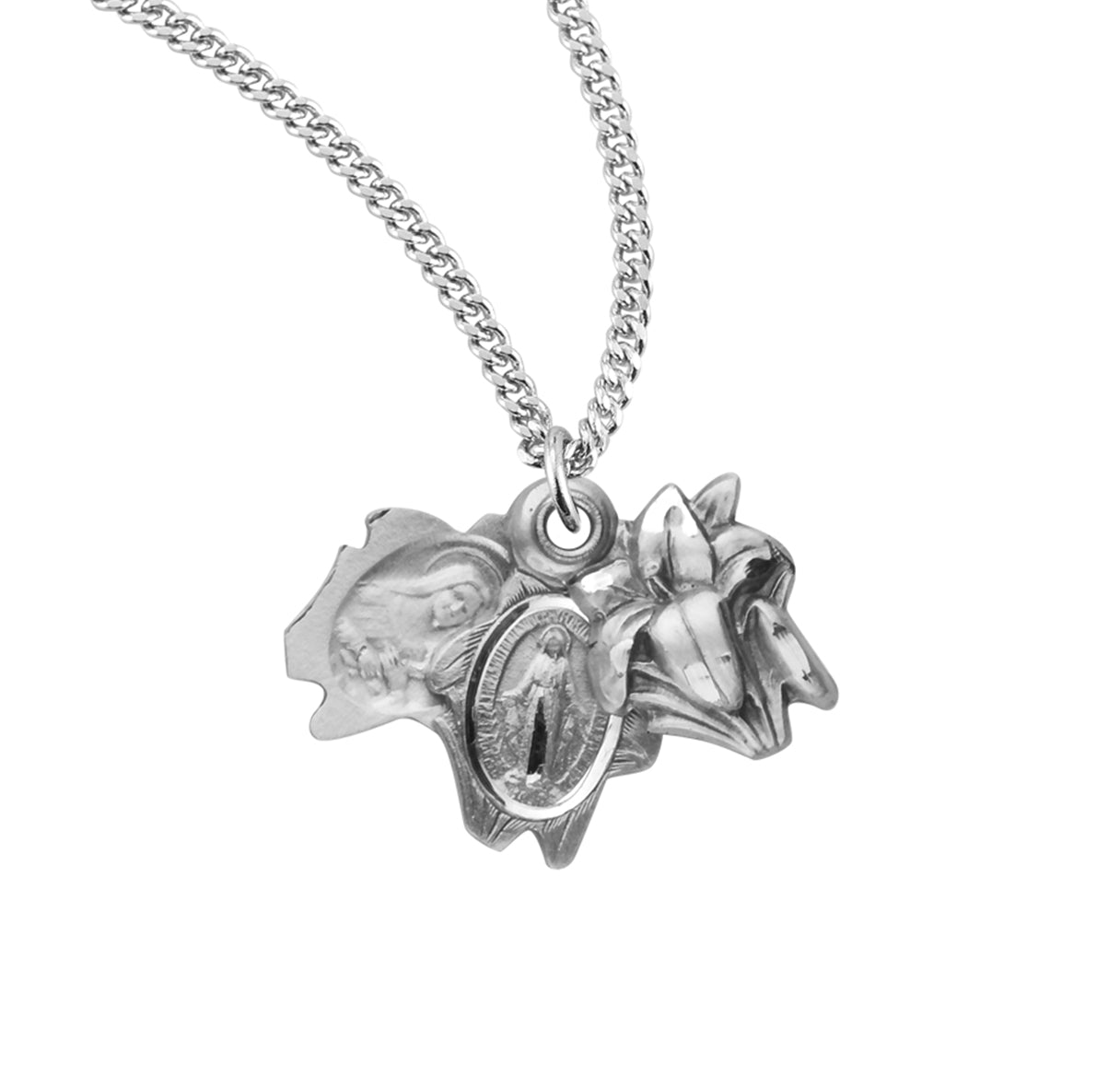 Sterling Silver Easter Lily Triple Slide Medal