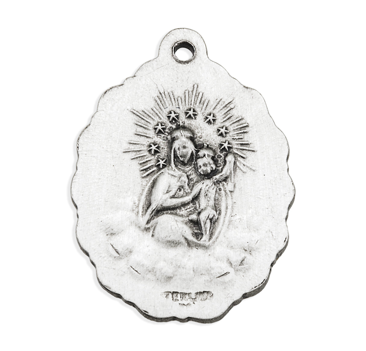 Sterling Silver Scapular Medal Set with Clear Crystals