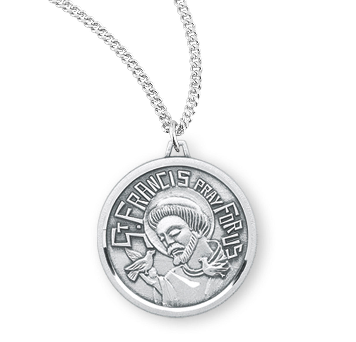 Saint Francis Round Contemporary Sterling Silver Medal