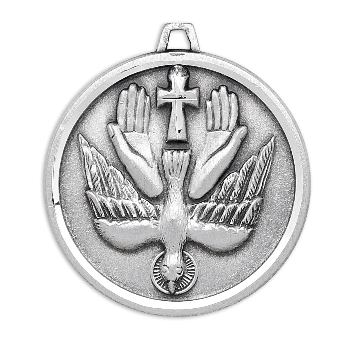 Holy Spirit Round Sterling Silver Medal