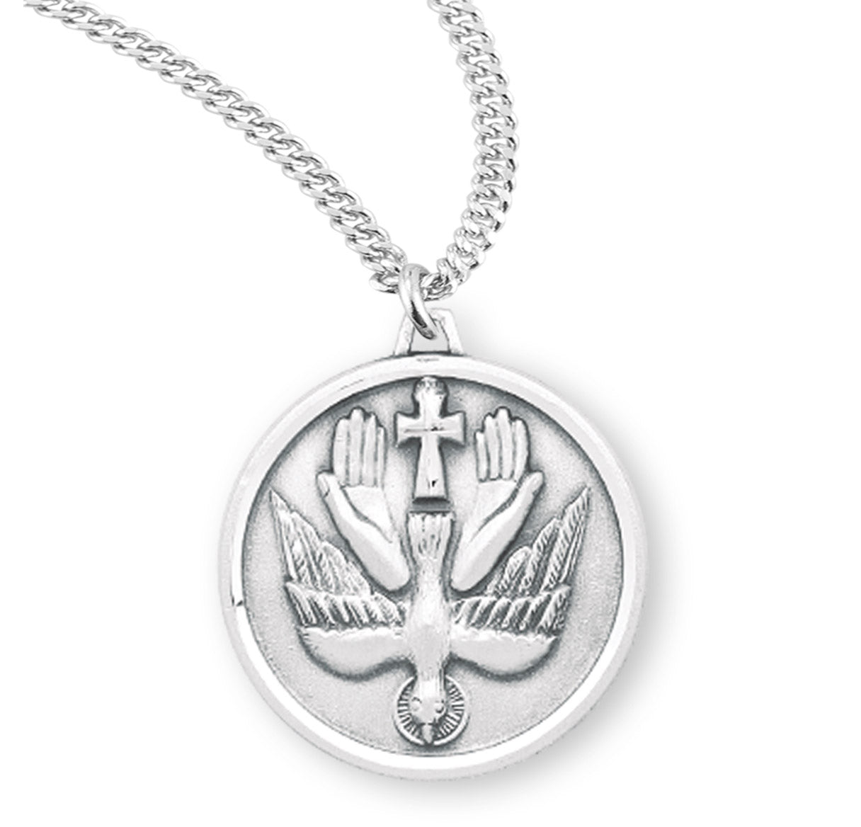 Holy Spirit Round Sterling Silver Medal